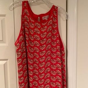 Red tank top with cream floral print